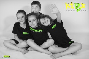 group of young children sat down and happy at kidz martial arts
